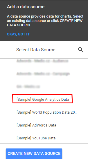 Google Data Studio - Založení reportu